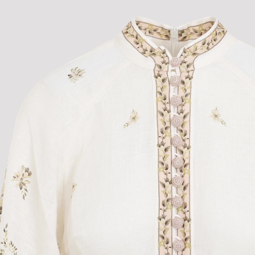 Zimmermann Bloemen Midi Jurk met Knopen Beige Dames