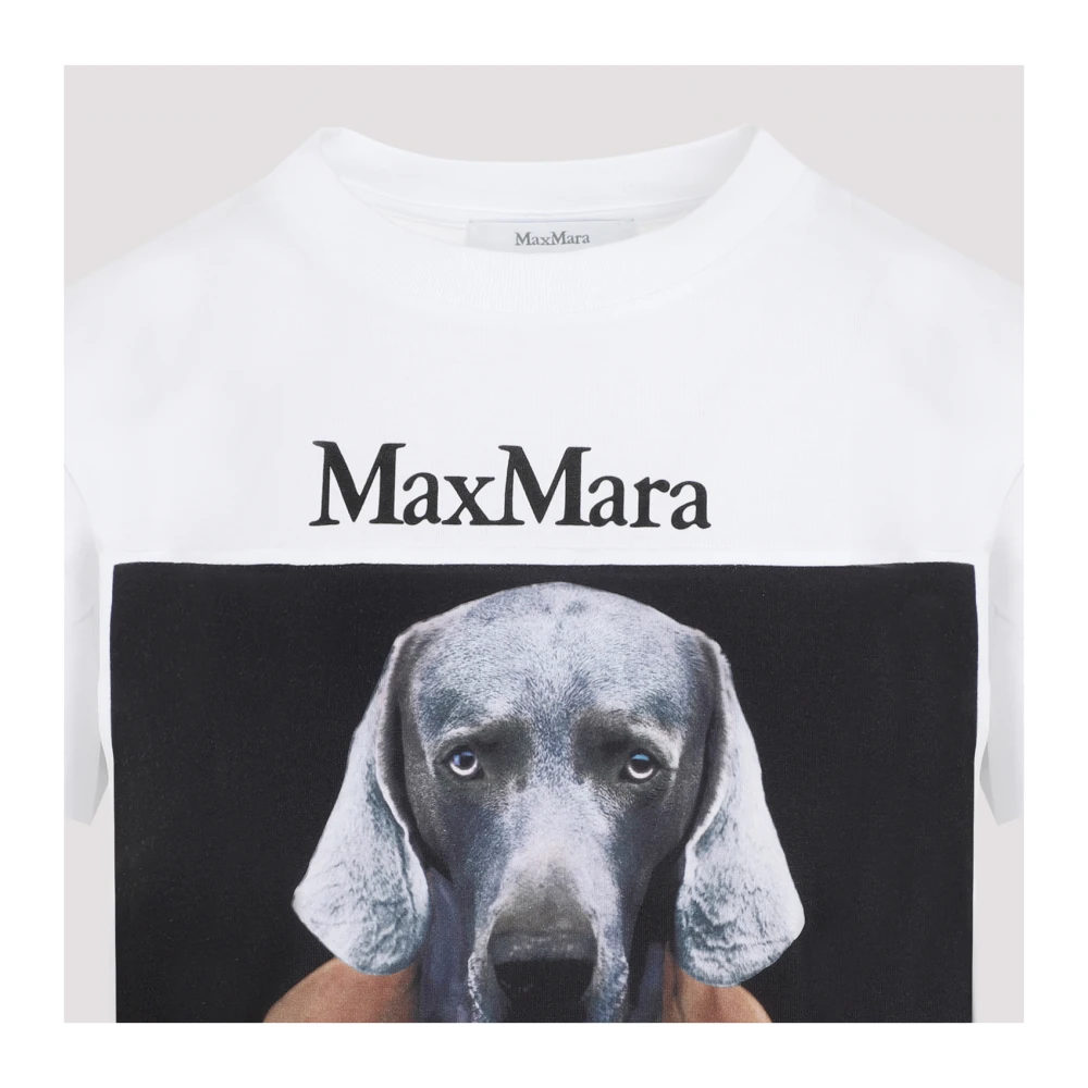 Max Mara Kameel T-Shirt Hondenprint White Dames