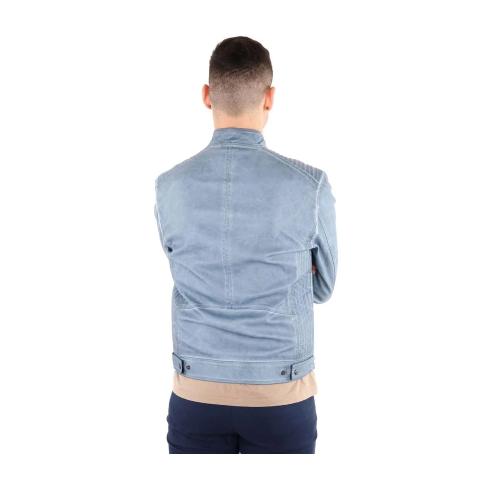 YES ZEE Stijlvol Blauw Leren Jack Blue Heren