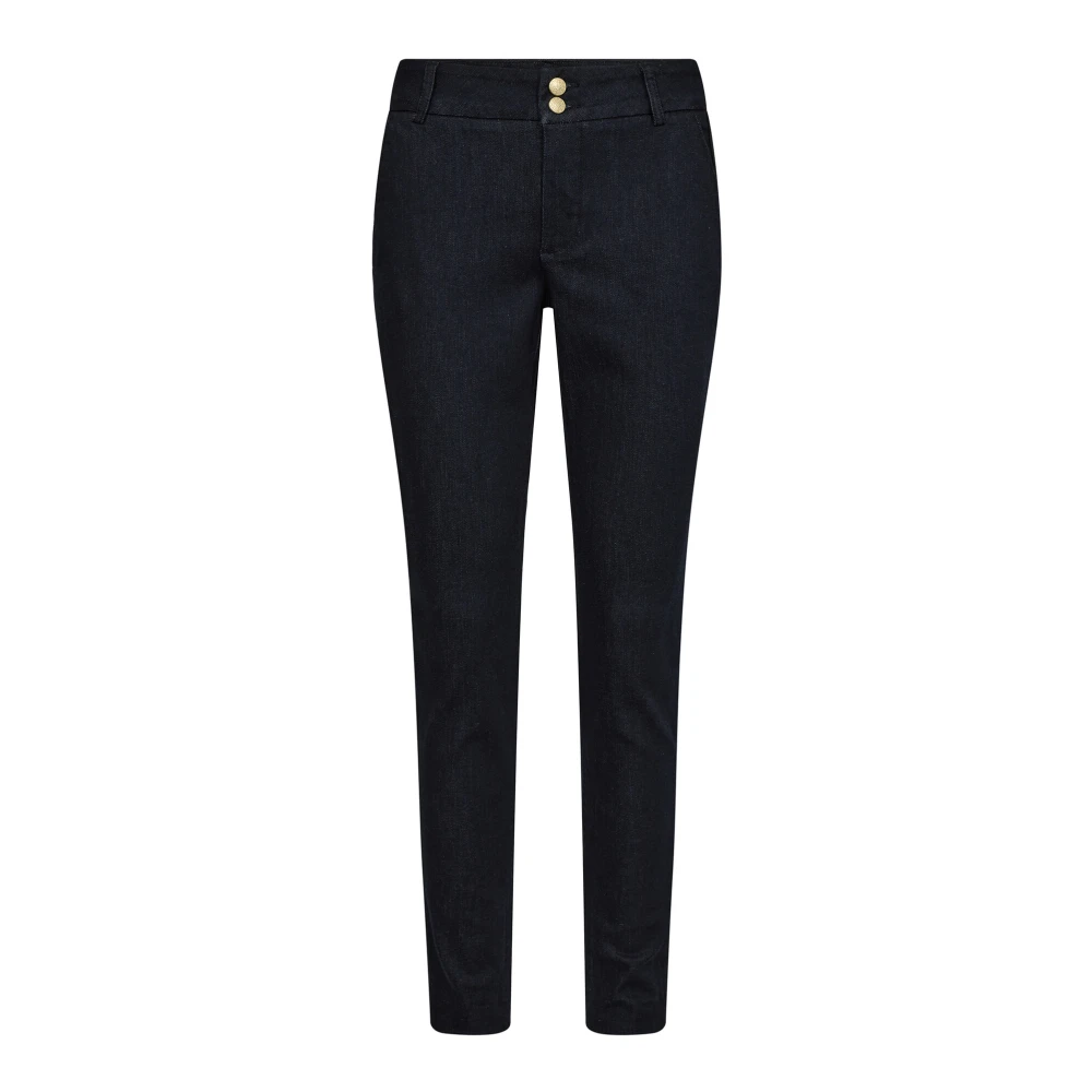 MOS MOSH Slim-fit Tape Jeans Dark Blue Dames