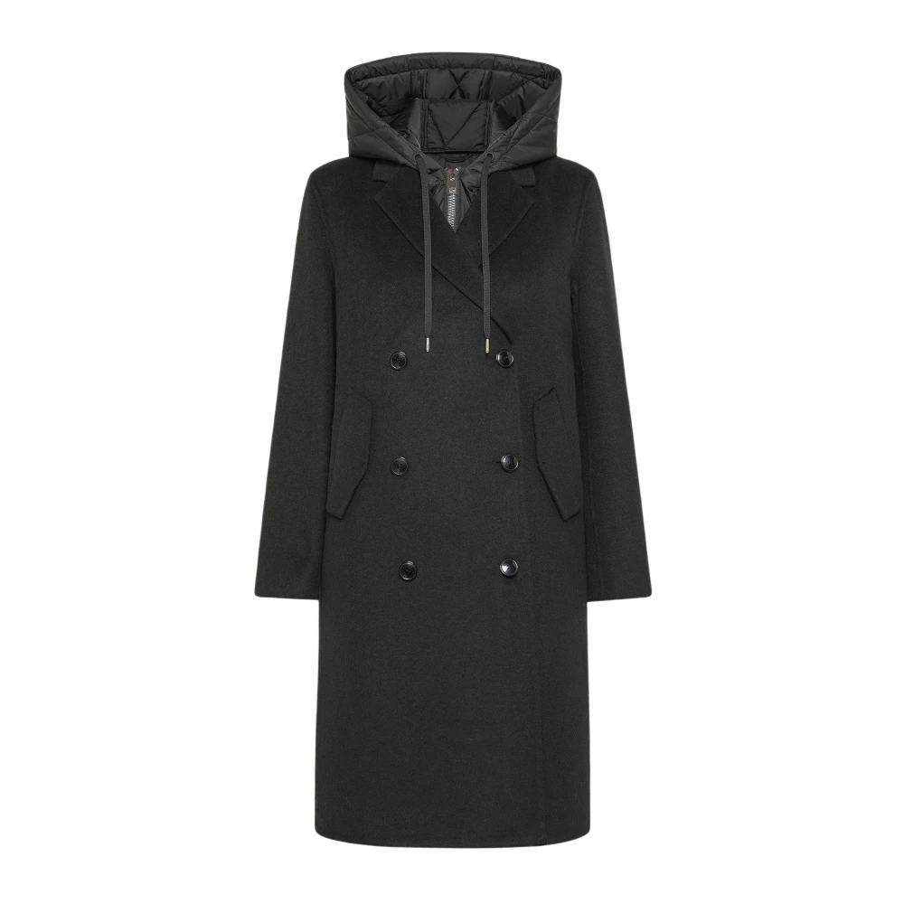 Seventy Dubbelbreasted wollen jas met afneembare vest Black Dames