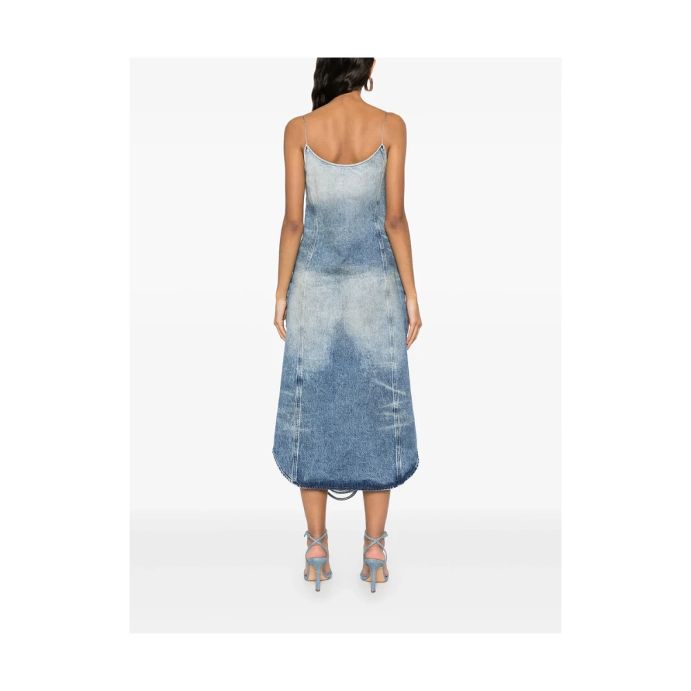 Diesel Blauwe Spaghetti Strap High-Low Jurk Blue Dames
