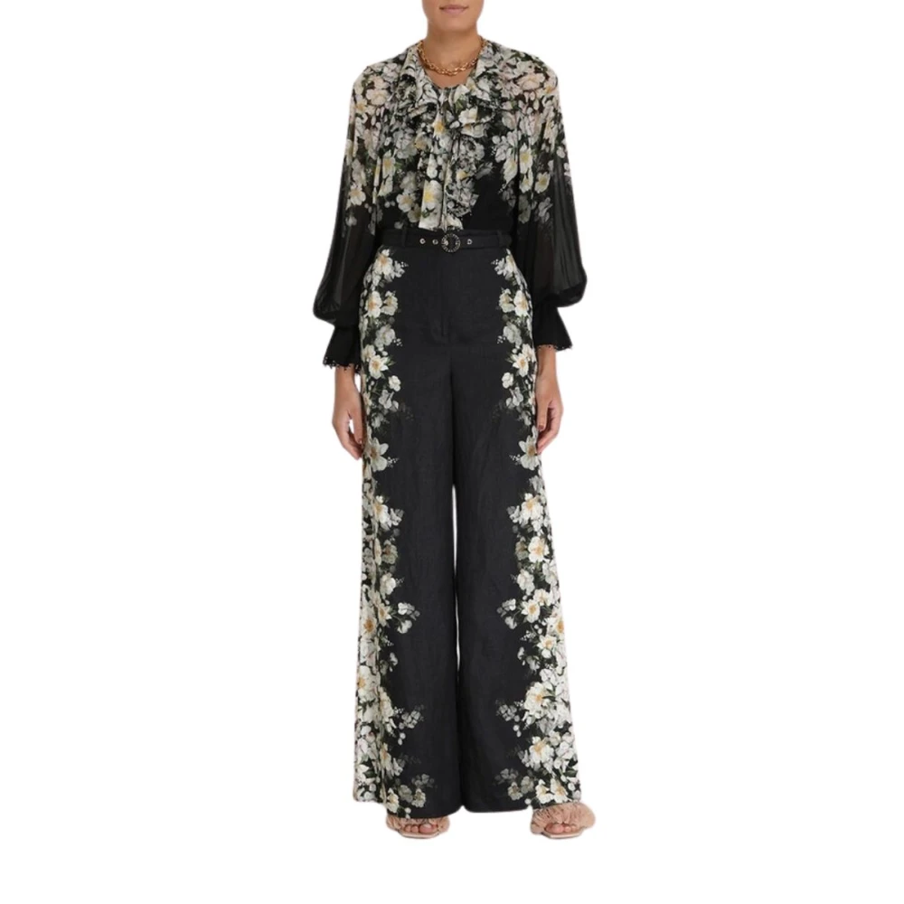 Zimmermann Bloemen Frill Blouse met Kralen Trim Multicolor Dames