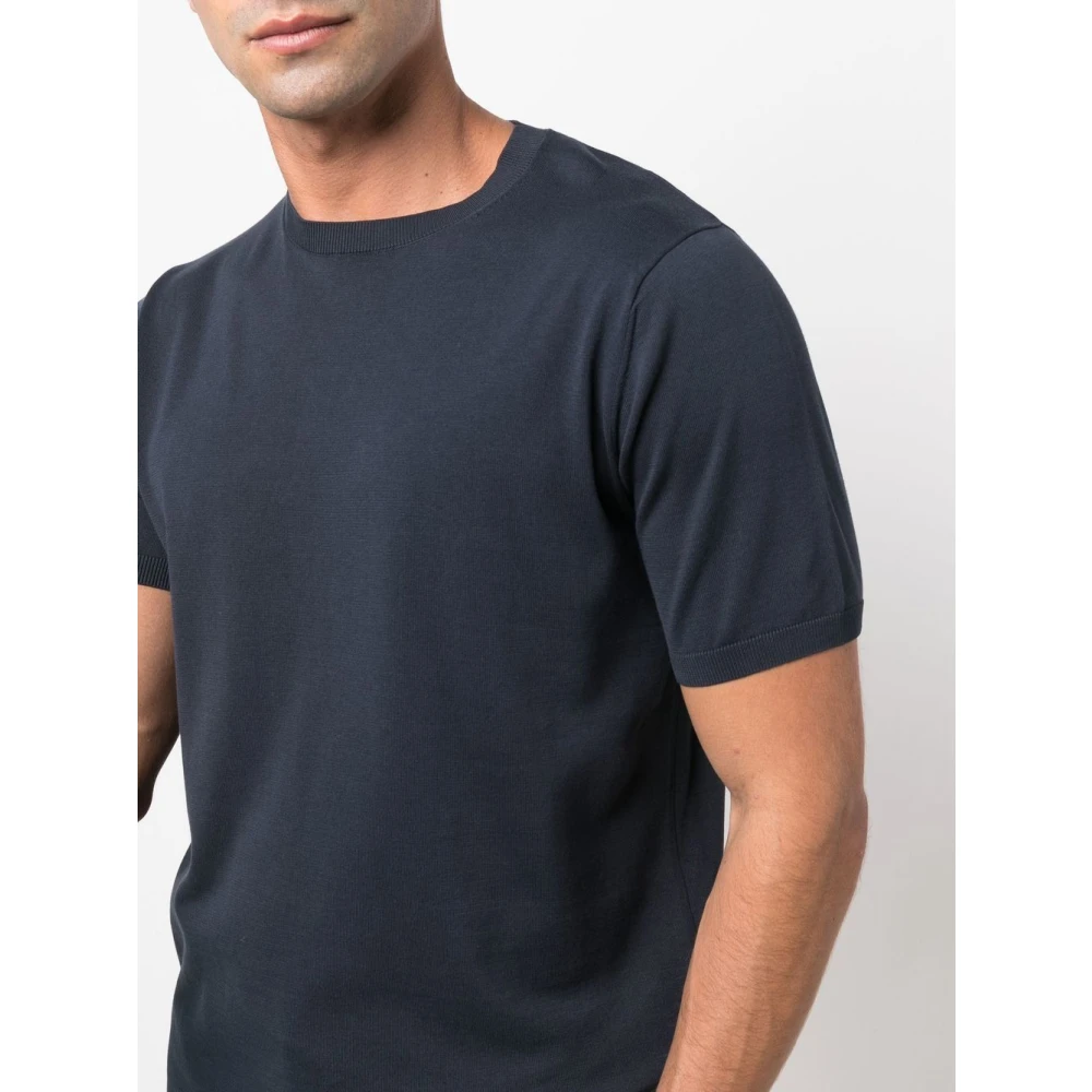 Aspesi Navy Katoenen T-shirt met Ribboorden Blue Heren