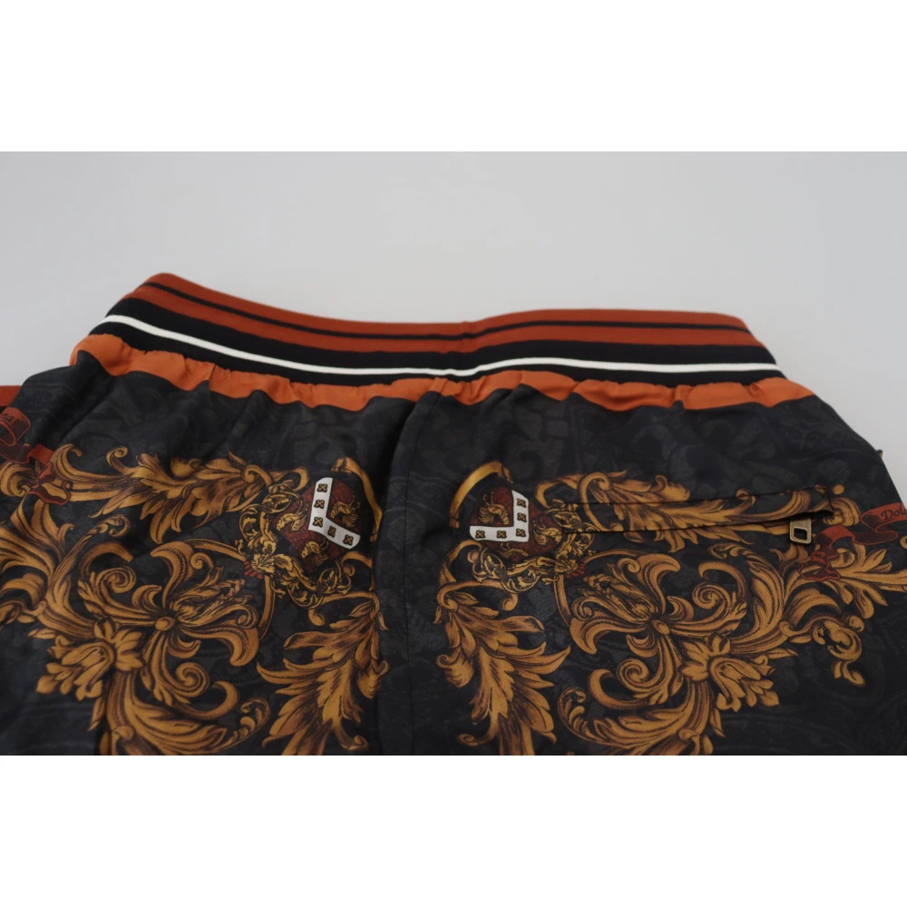 Dolce & Gabbana Barok Kroon Zijden Sweatpants Multicolor Heren