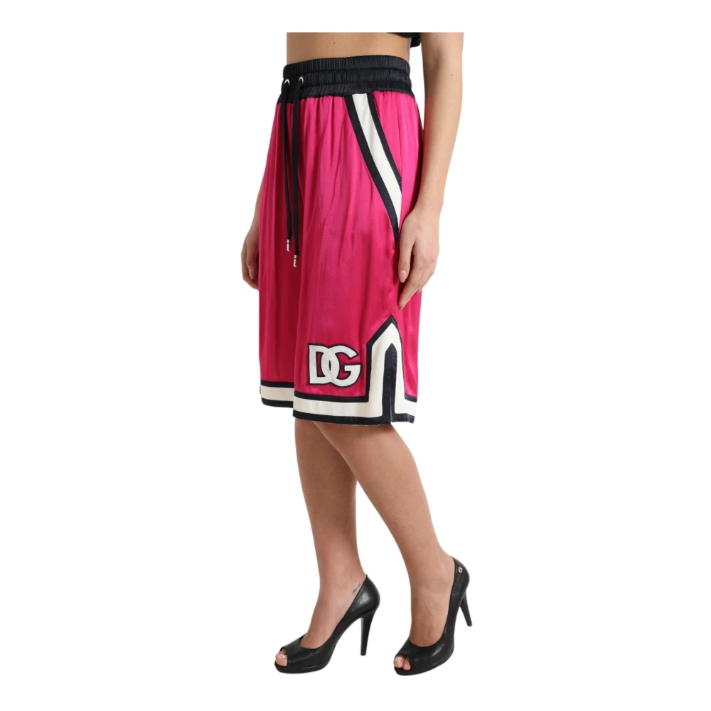 Dolce & Gabbana Roze hoge taille jersey shorts Pink Dames