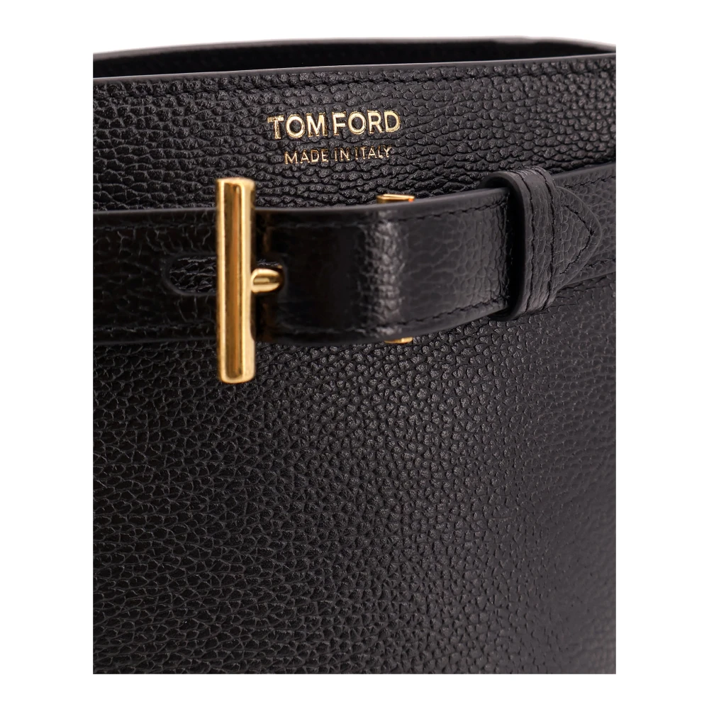 Tom Ford Leren Crossbody Bucket Bag Black Dames