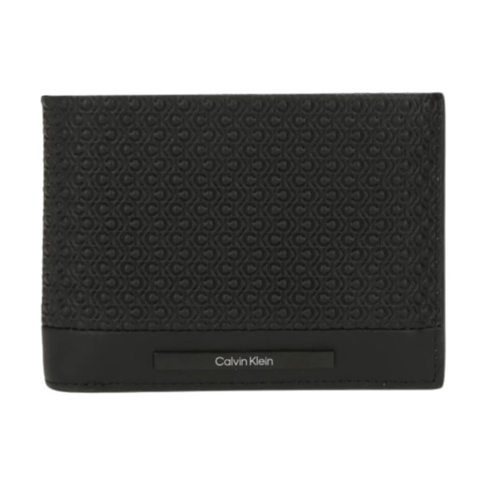 Calvin Klein Moderne Bar Trifold Portemonnee met Muntvak Black Heren