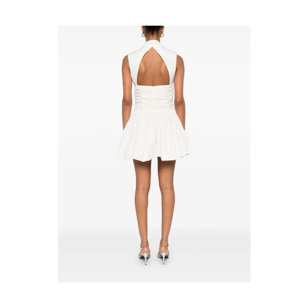 Patou Witte Halternek Mouwloze Wijd Uitlopende Rok Jurk White Dames