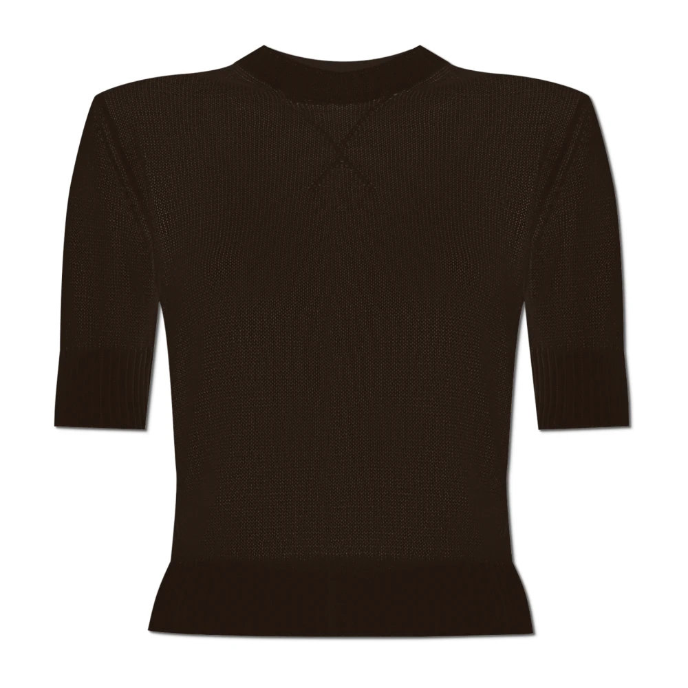 Jil Sander Brun Topp Med Broderat Logotyp