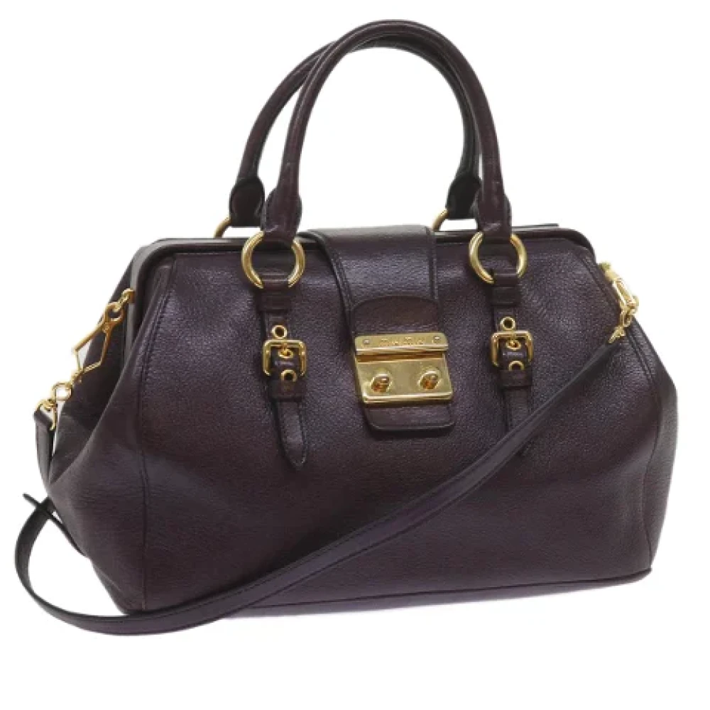 Miu Pre-owned Leather handbags Purple Dames