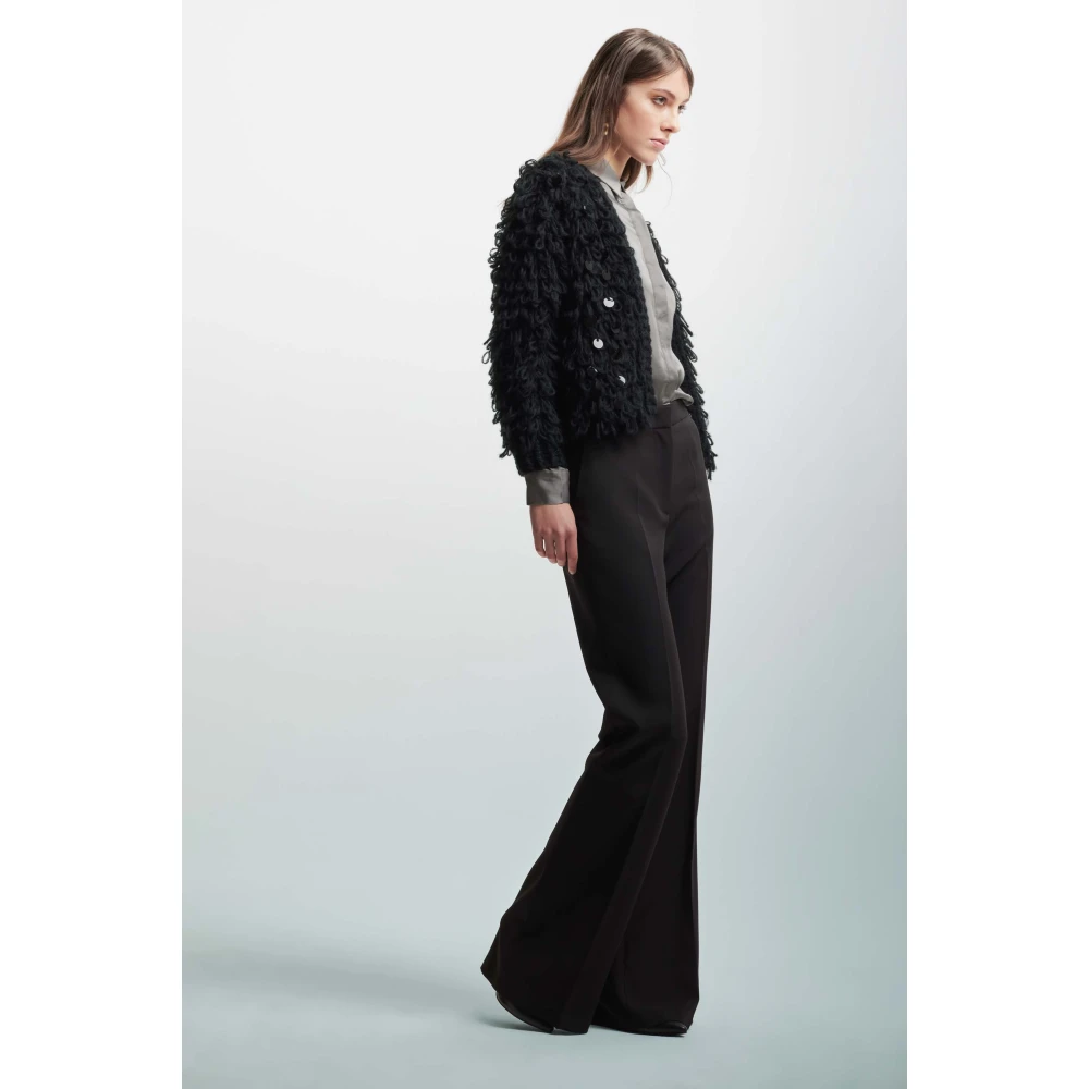Kocca Gebreid vest met grote pailletten Black Dames