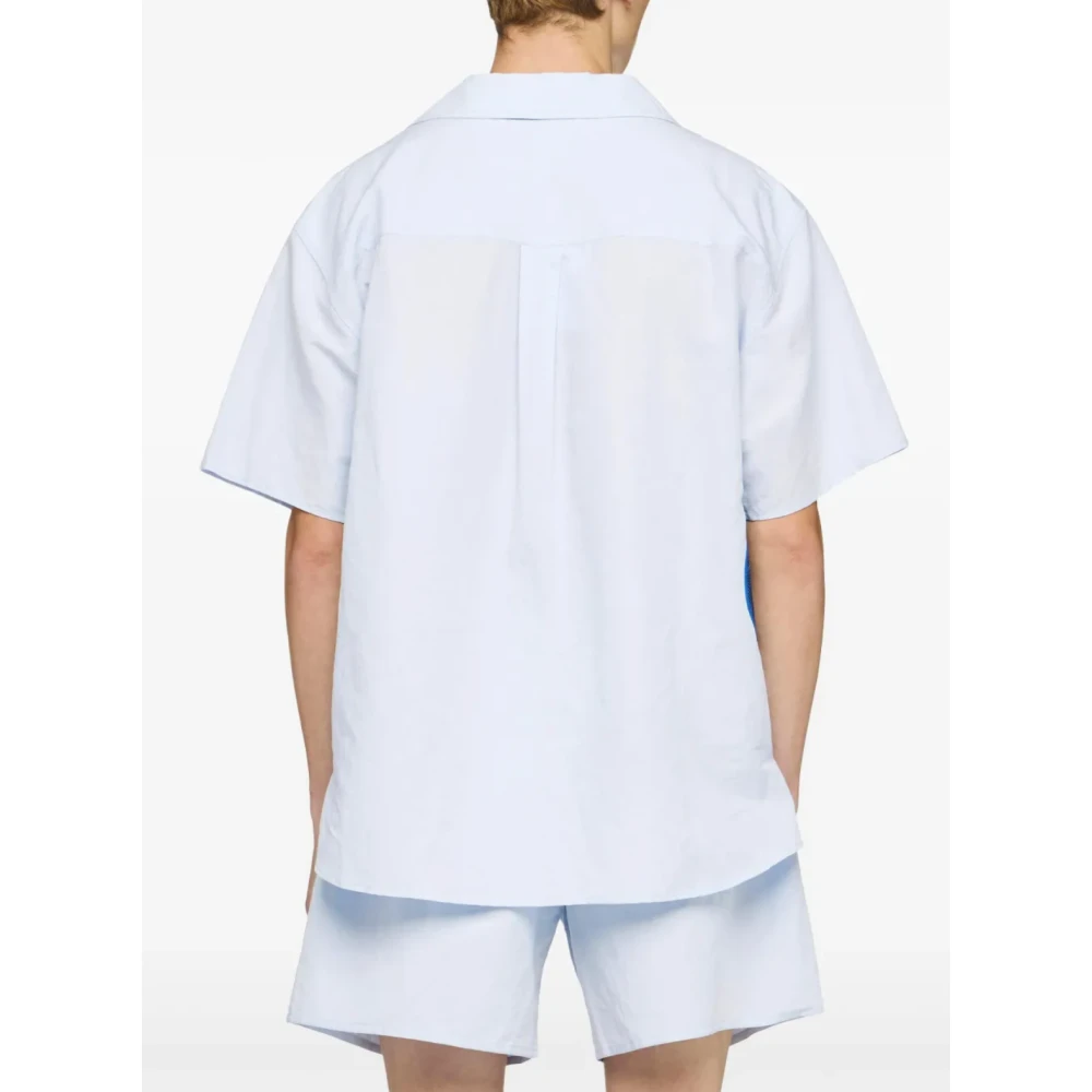 JW Anderson Geborduurd shirt met korte mouwen in lichtblauw Blue Heren