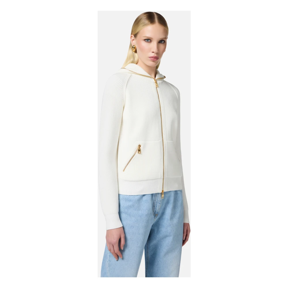 Elisabetta Franchi Hoodie met ritssluiting Beige Dames