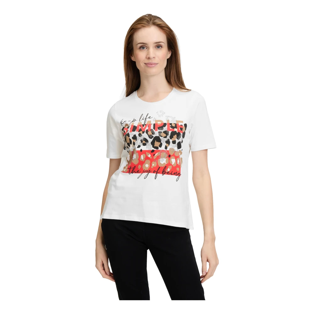 Betty Barclay Gedrukt Basic T-shirt met Glitterstenen White Dames