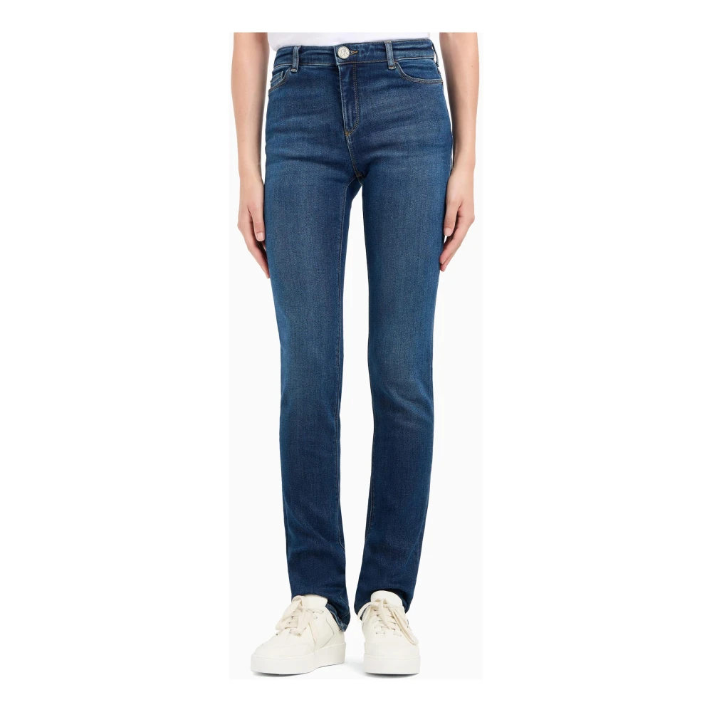 Emporio Armani Hoge taille slim straight jeans Blue Dames