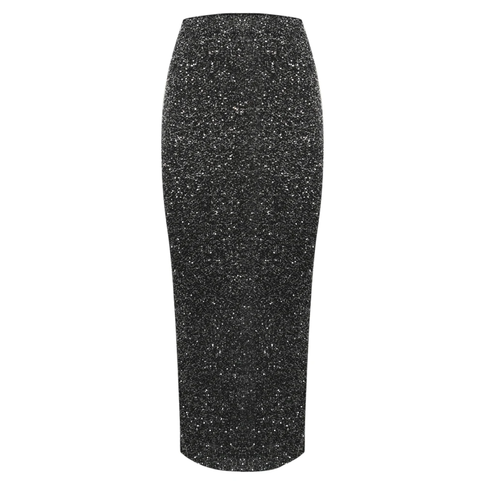 Liviana Conti Paillet Zwarte Rok Slim Fit Black Dames