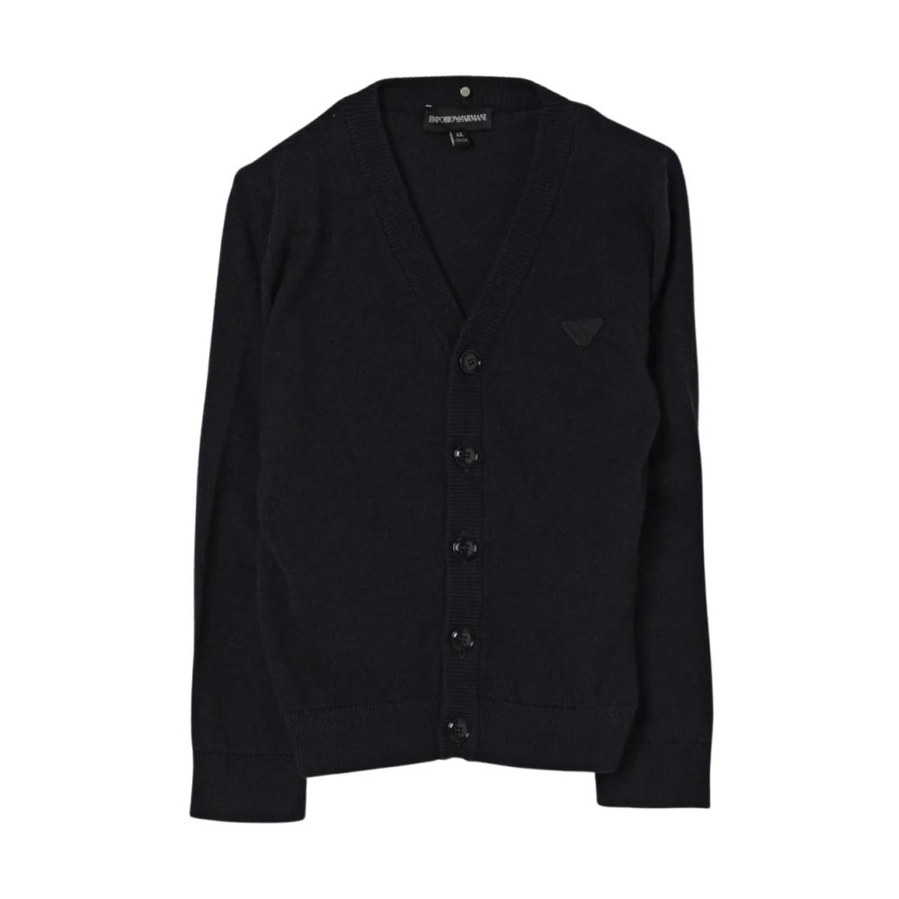Emporio Armani Unisex Blauw Classic Cardigan Met V-Hals