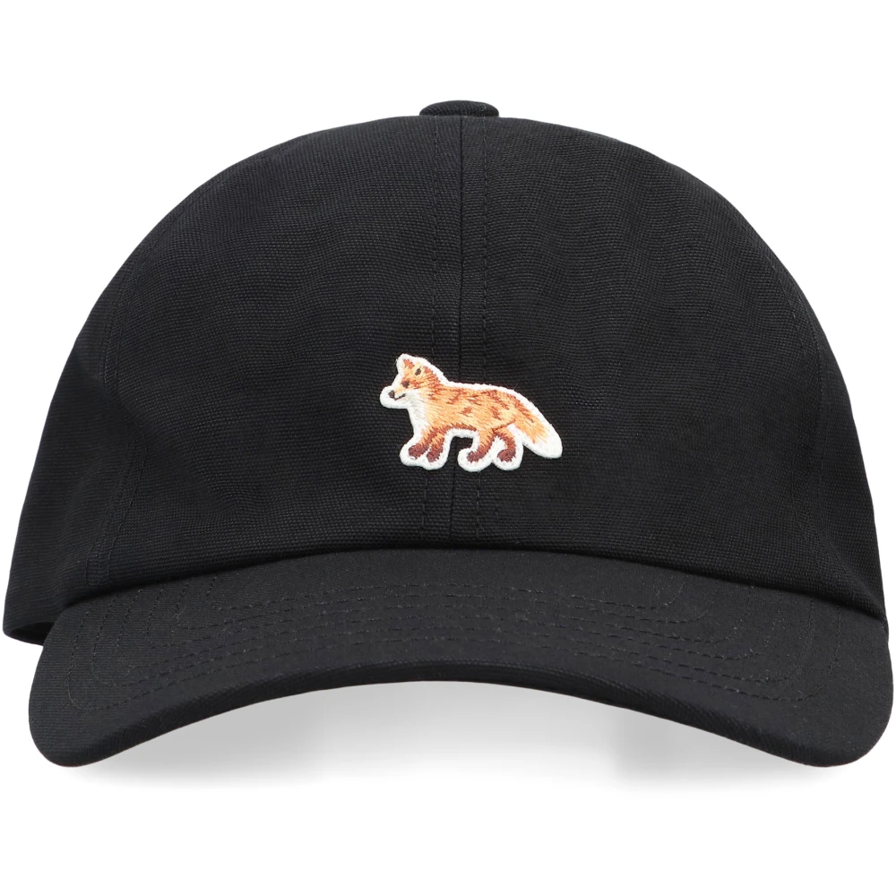 Maison Kitsuné Unisex Black Baby Fox Logo Baseball Cap - Hats & Caps - One Size - Accessories