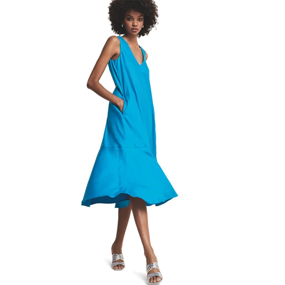 RIANI Elegante Maxi Jurk met V-Halslijn Blue Dames