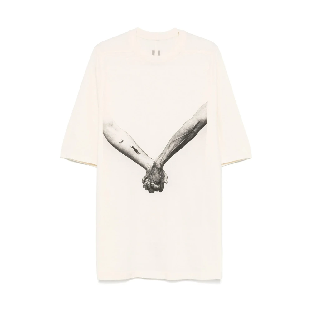 Rick Owens Beige Grafische Print Crew Neck T-shirt Beige Heren
