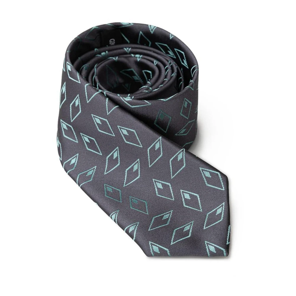 Giorgio Armani Geometrische Zijden Stropdas Multicolor Patroon Gray Heren