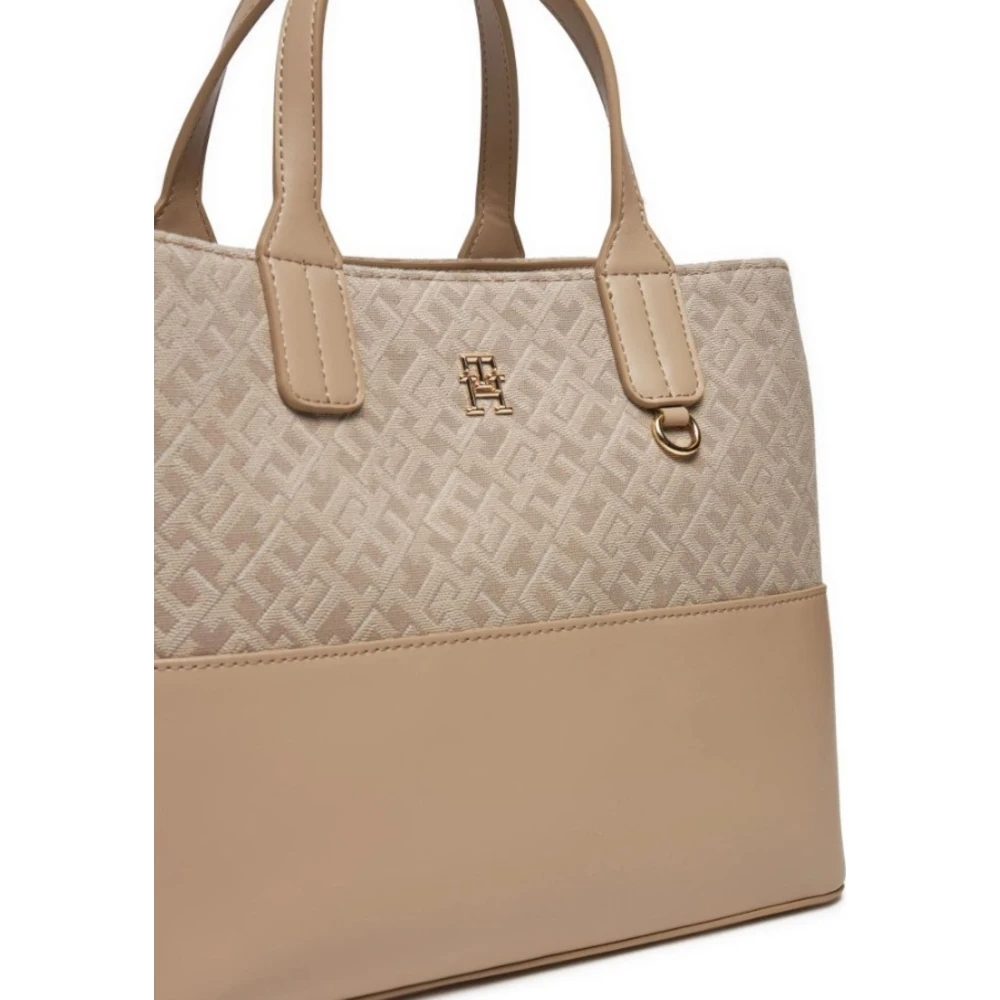 Tommy Hilfiger Jacquard Satchel Tas voor Vrouwen Beige Dames