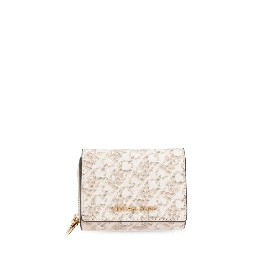 Michael Kors Stijlvolle Logo Print Portemonnee Beige Dames