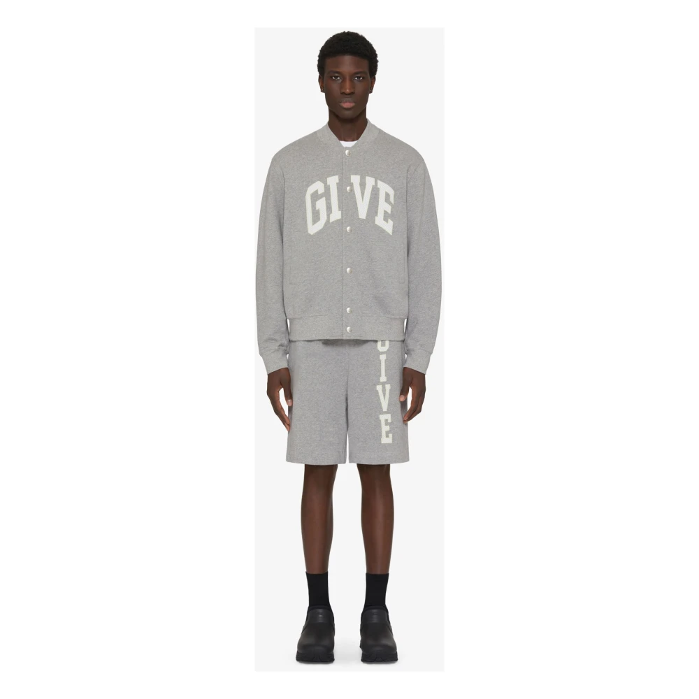 Givenchy Grijze Varsity Fleece Jas Gray Heren