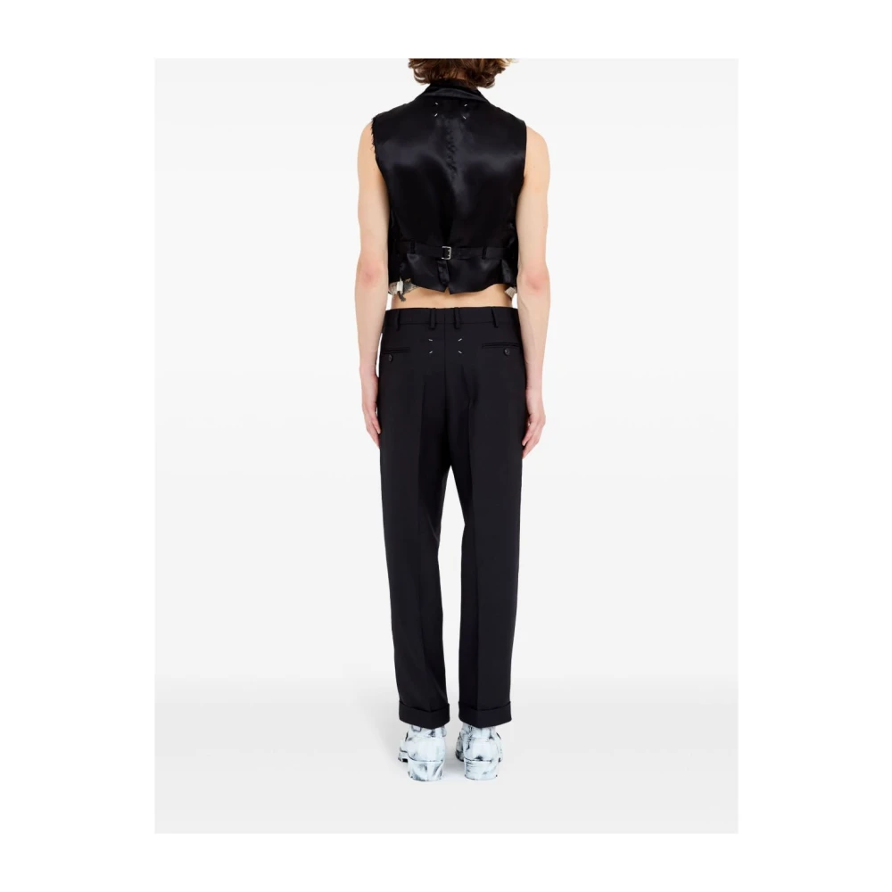 Maison Margiela Zwarte Wollen Twill Jas Black Heren