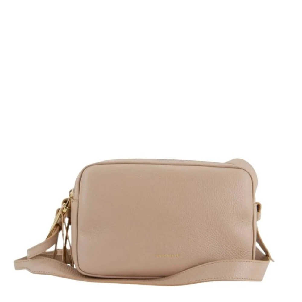 Coccinelle Schoudertas van generfd leer met rits Beige Dames