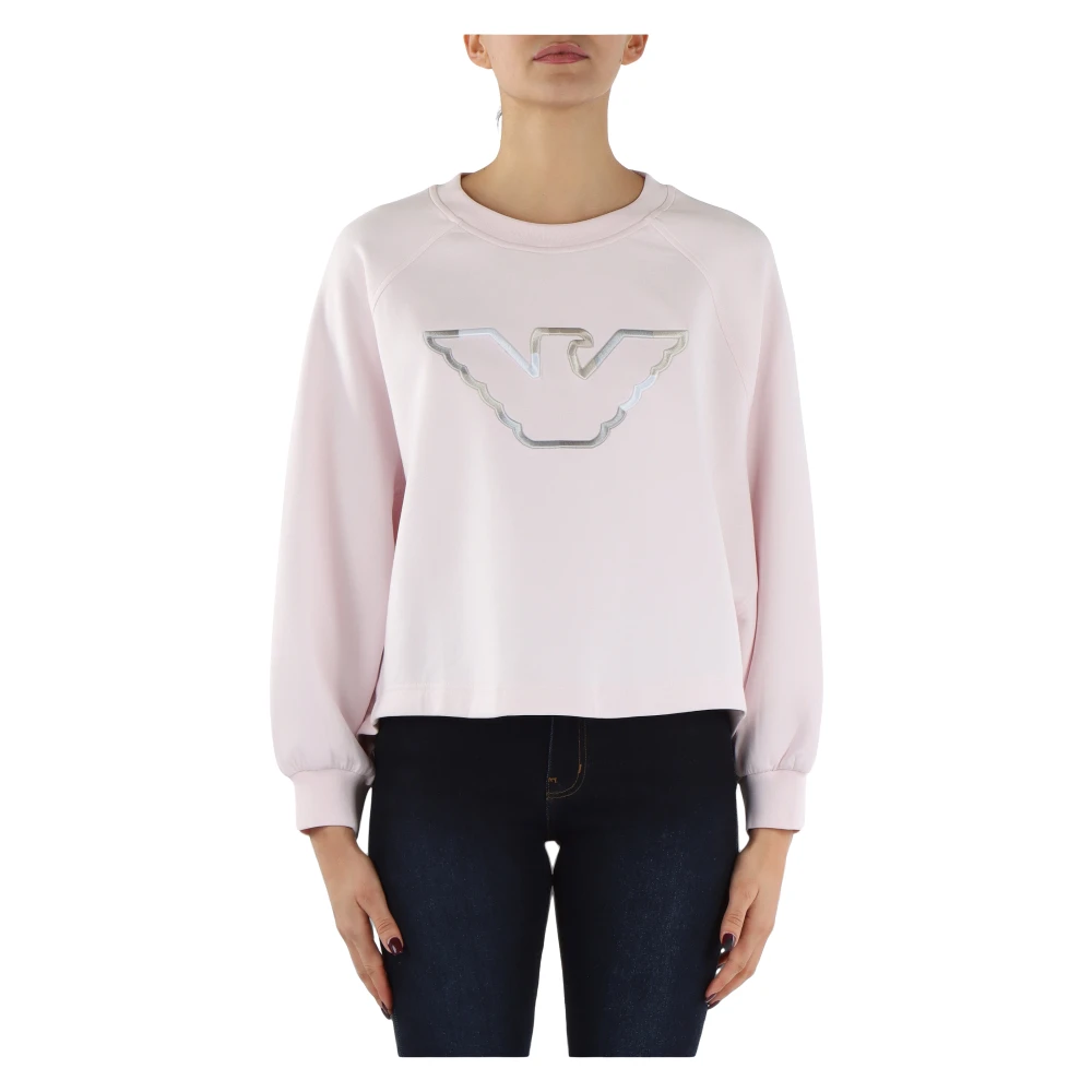 Emporio Armani Geborduurde katoenen sweatshirt met logo Pink Dames
