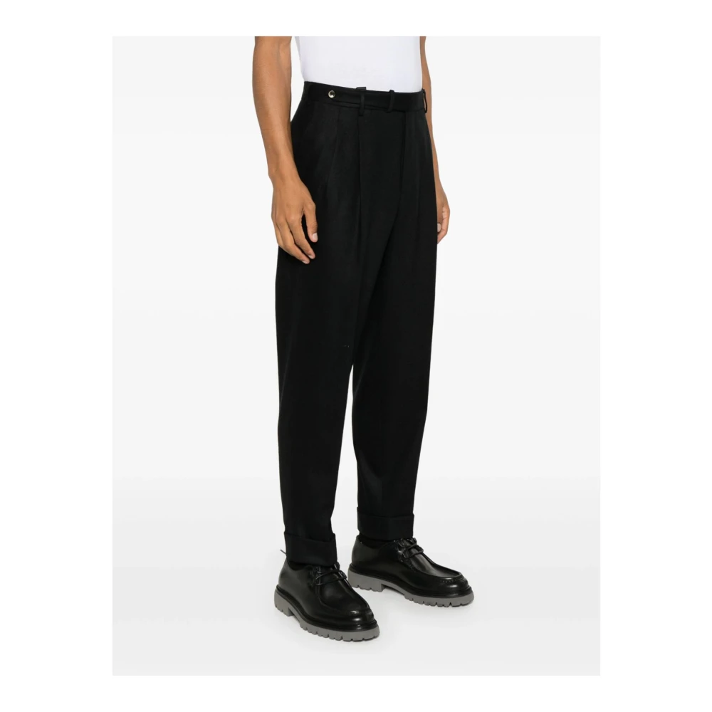 PT Torino Cashmere Wortelpasvorm Broek in Zwart Black Heren