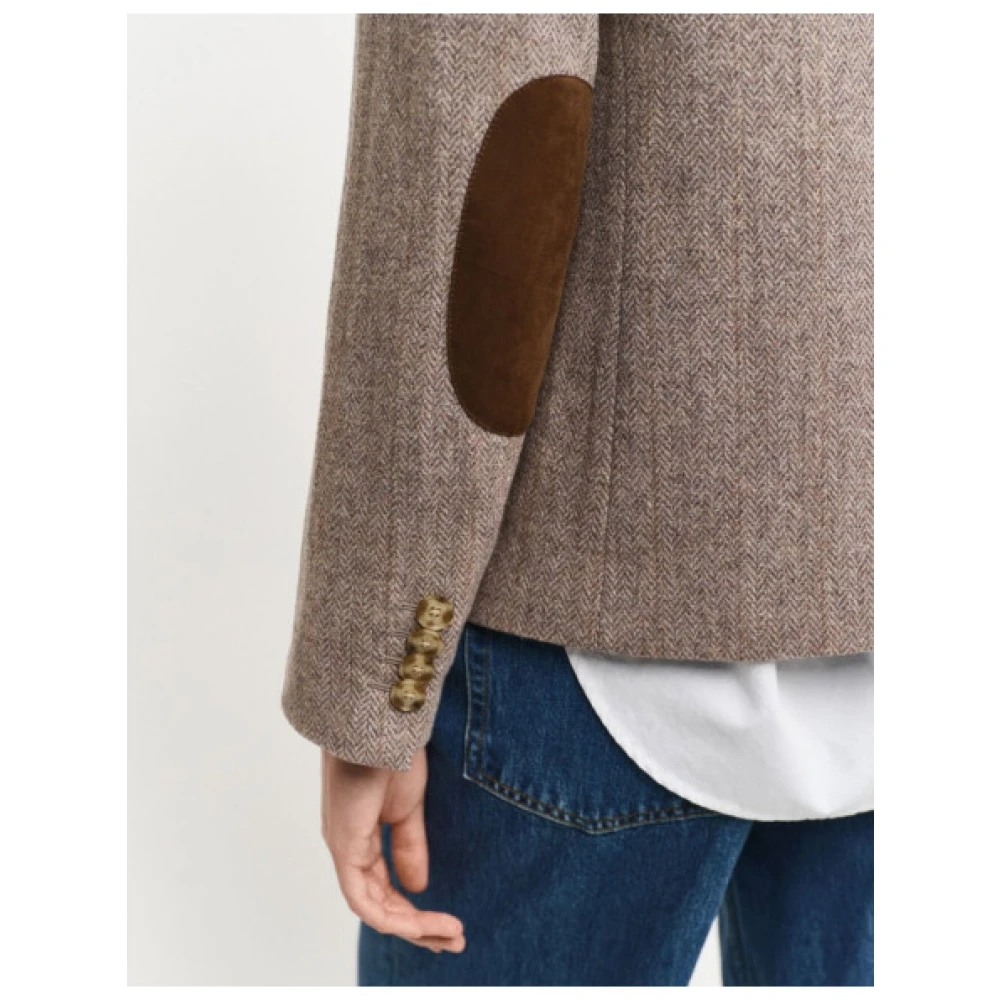 Gant Chevron Wollen Blazer met Getailleerde Kraag Beige Dames