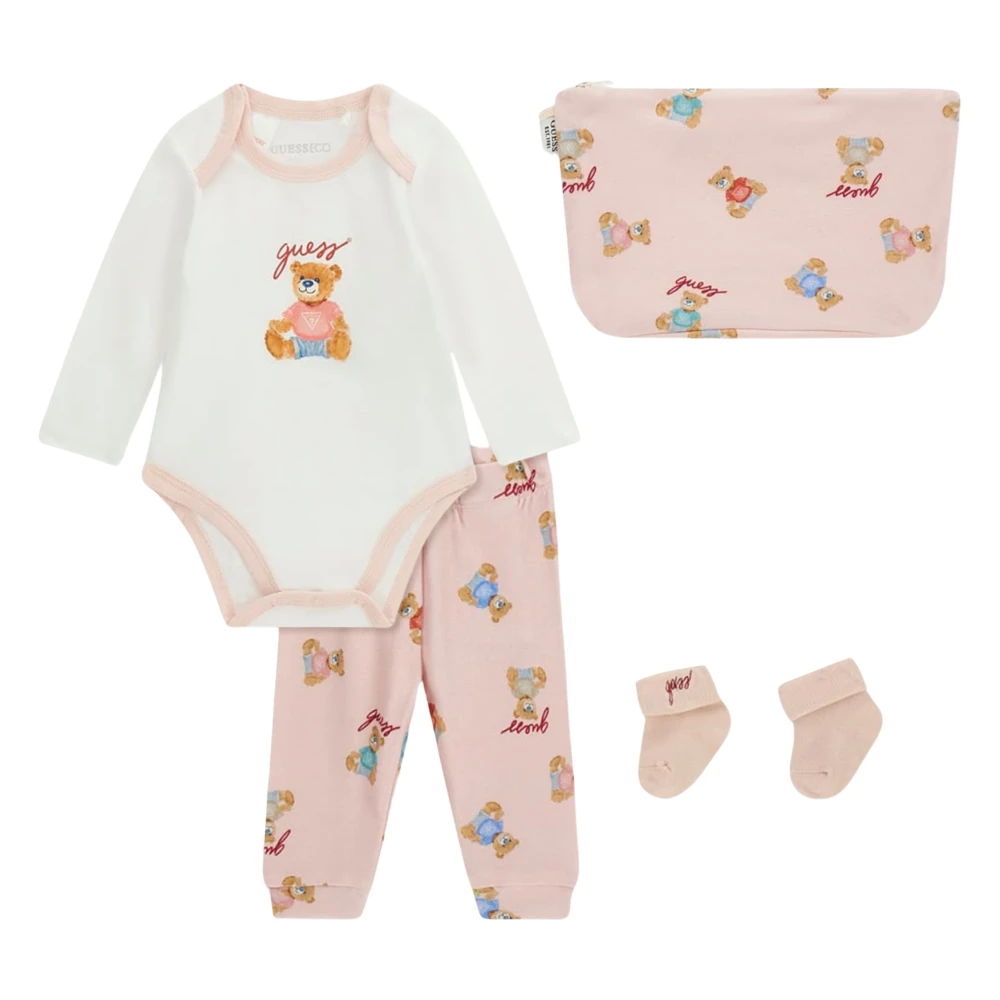 Guess , Kids Sets, Unisex, Pink, 0 M, Baby Girls Teddy Bear Bodysuit Set In Pink