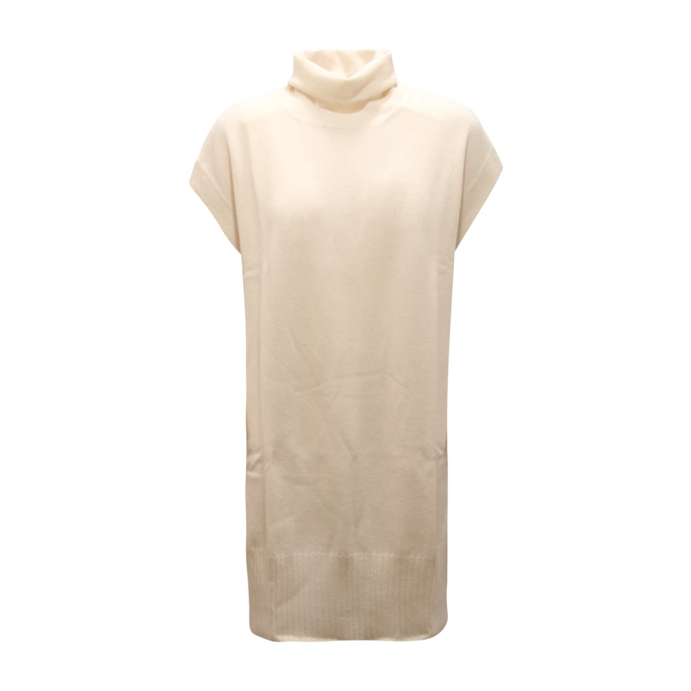 Kangra Donna Beige Maglione A Collo Alto In Misto Cashmere