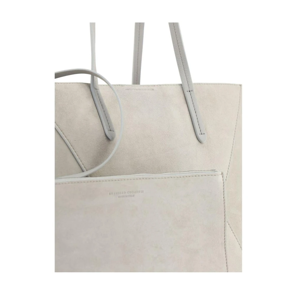 BRUNELLO CUCINELLI Geometrische Panel Suède Tote Tas Beige Dames