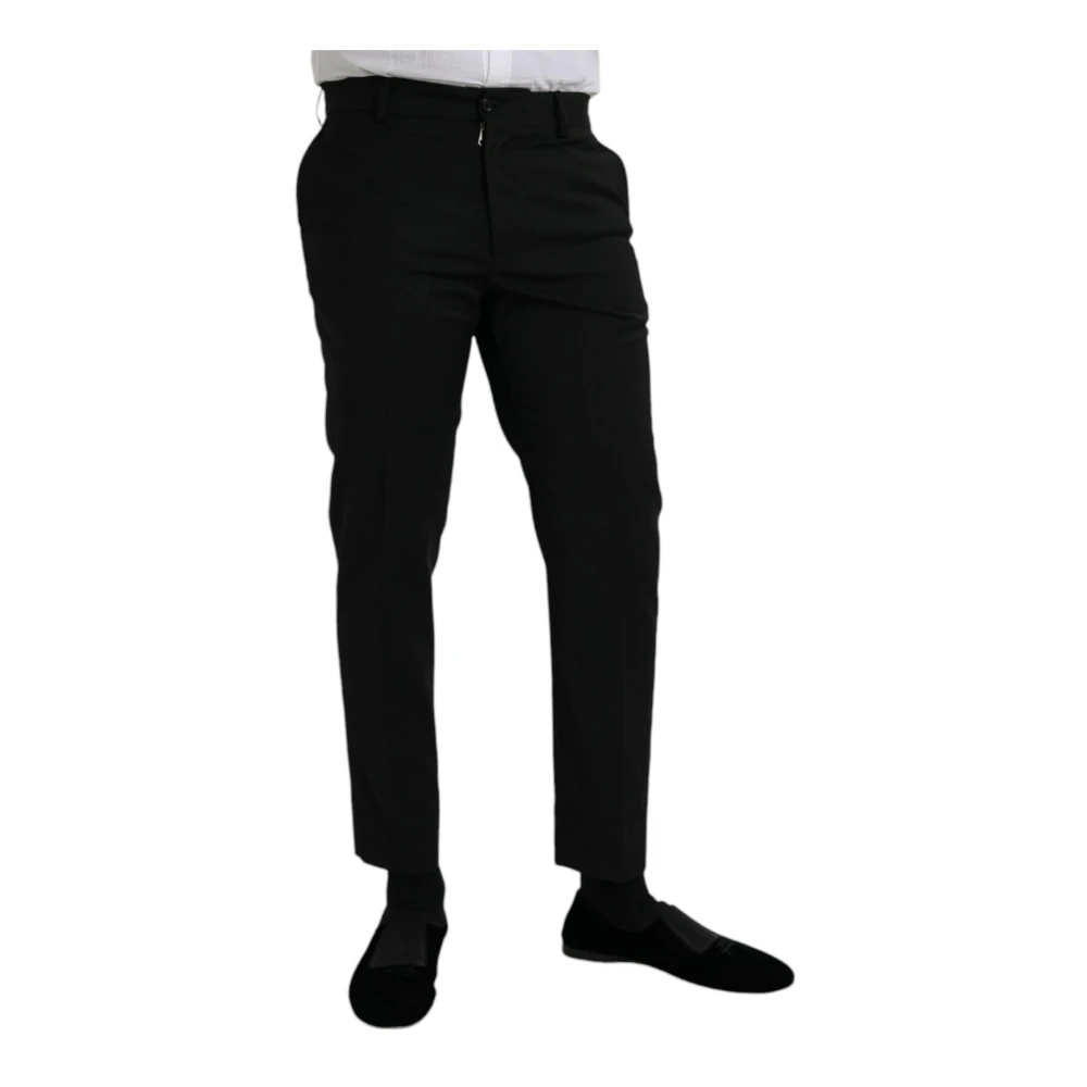 Dolce & Gabbana Zwarte Slim-Fit Wolle Jurkbroek Black Heren