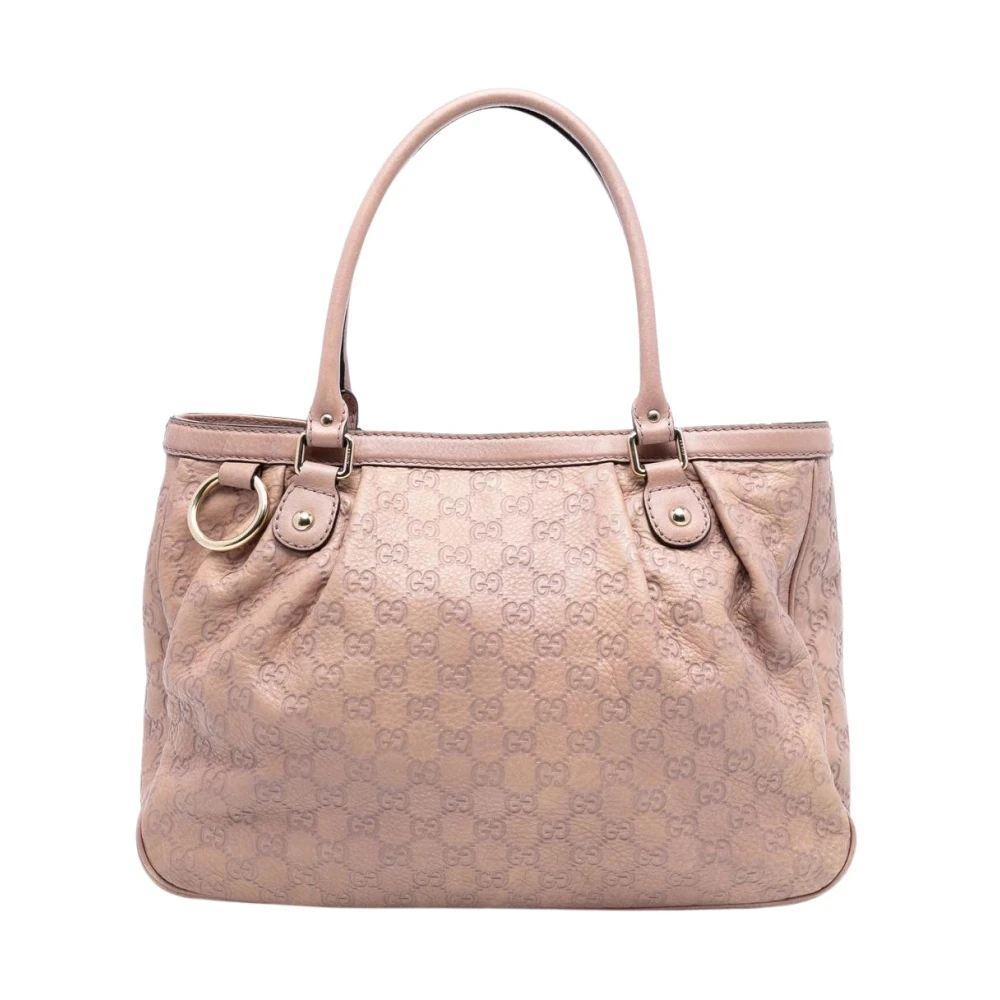 Gucci Vintage Women's Pink Pre-Owned Leather Embossed Tote Bag