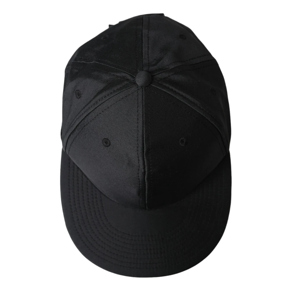 Dolce & Gabbana Luxe Zijde Katoen Logo Baseball Hoed Black Heren