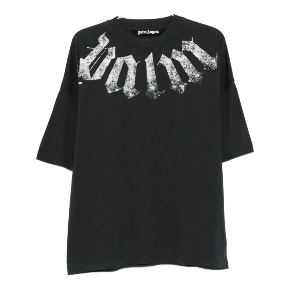 Palm Angels Big Neck Logo T-Shirt - Male - T-Shirts - Black - L - Tops