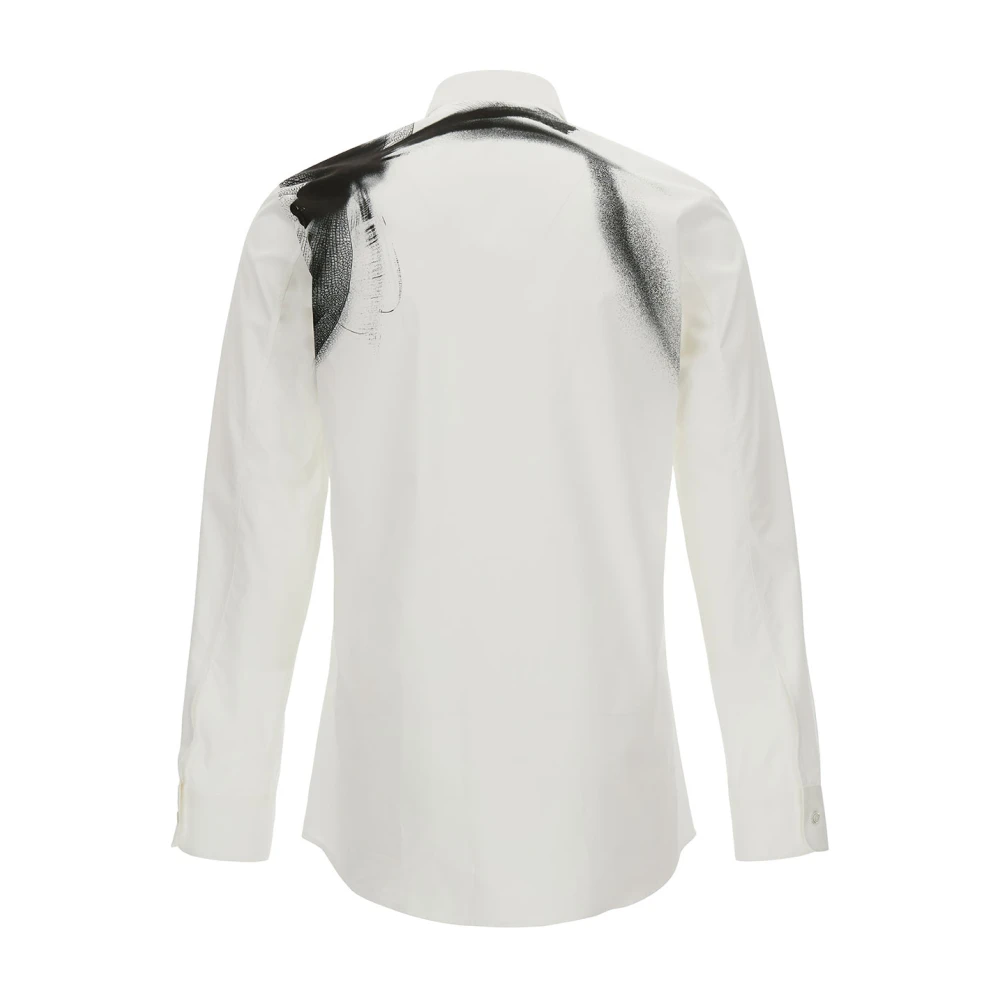 alexander mcqueen Witte Overhemd met Contrasterende Print en Klassieke Kraag White Heren