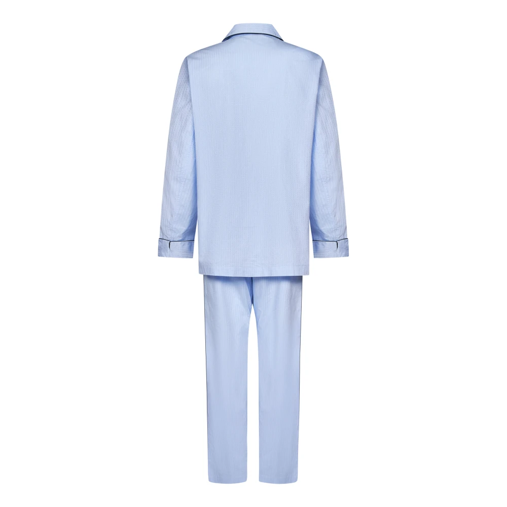 Brioni Blauw Gestreept Pyjamaset Blue Heren