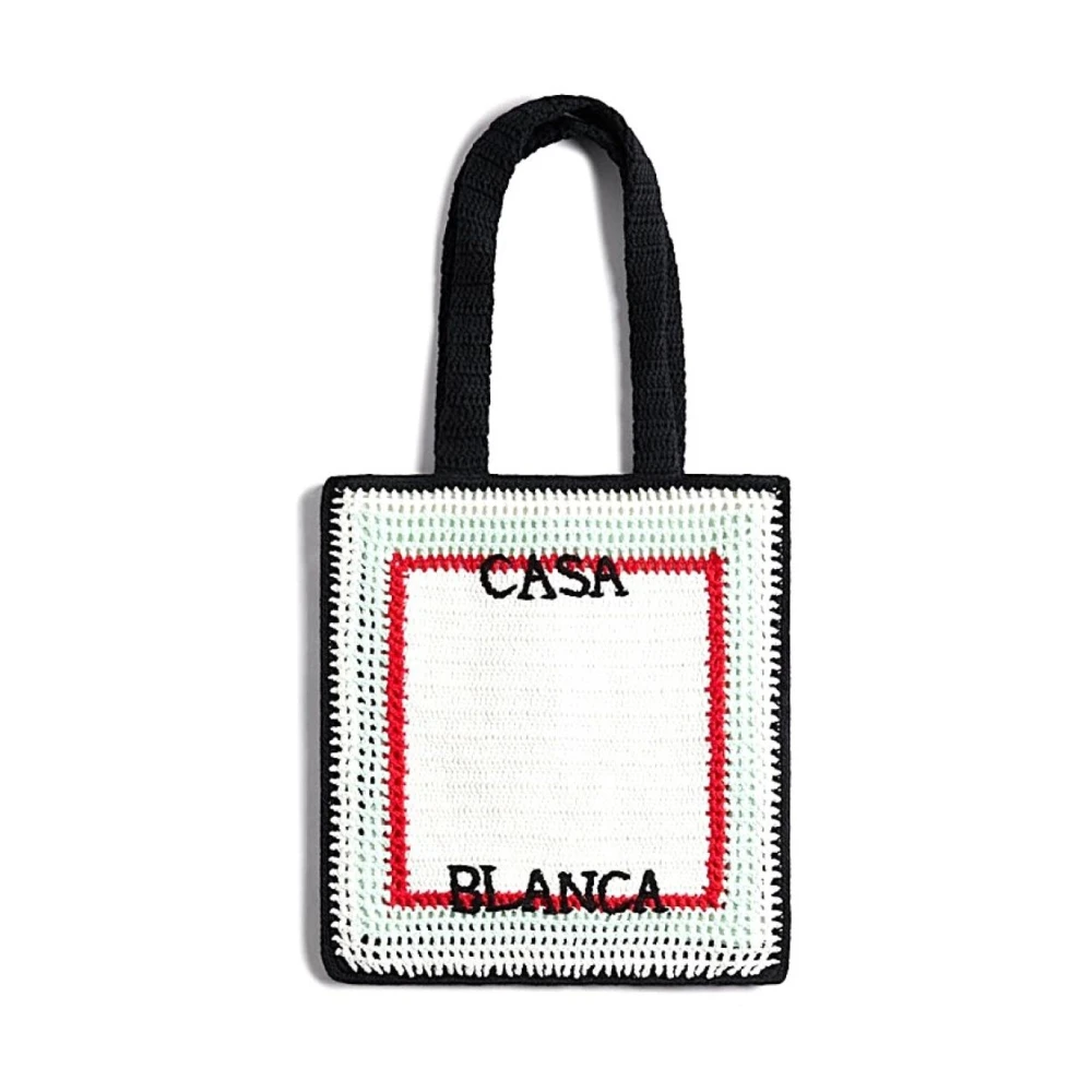 Casablanca Men's White Crochet Tote Bag - Shopping Bags - One Size - Bags