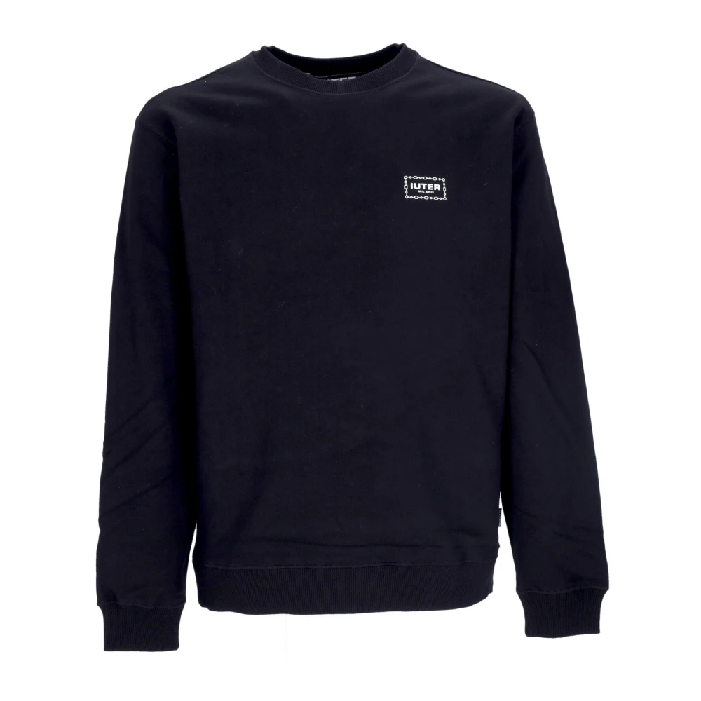 Iuter Herr Svart Sweatshirts & Hoodies M, Bomull, Lätt Crewneck Sweatshirt Med Kedja