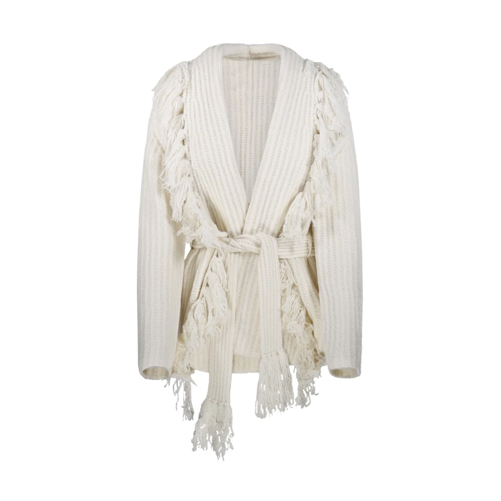 By Malene Birger , Cardigans, Female, White, S, Candela Fringe Wrap Cardigan