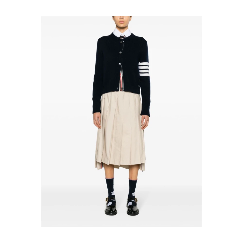 Thom Browne Geplooide midi-rok met RWB-strepen Beige Dames
