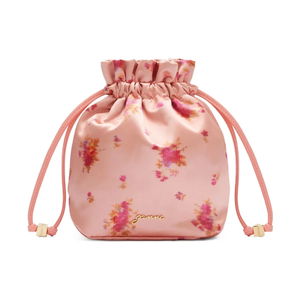 Ganni Women's Pink Pouch In Printed Nylon - Bucket Bags - One Size - Bags