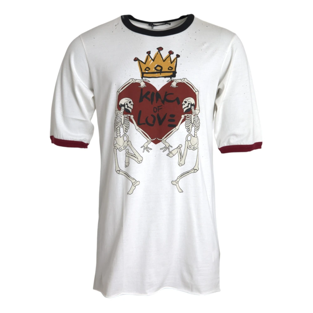 Dolce & Gabbana Witte King of Love Katoenen T-Shirt White Heren