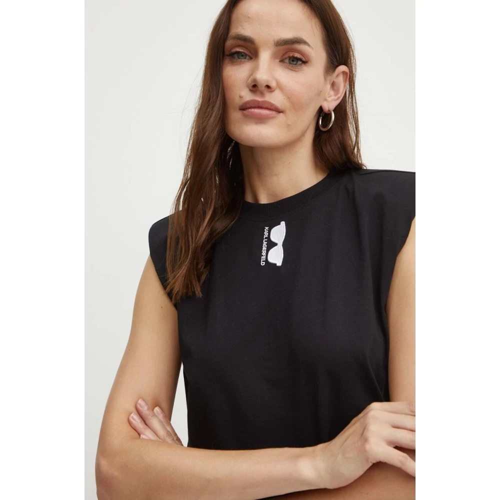Karl Lagerfeld Tops met schouderkussentjes en logodetails Black Dames